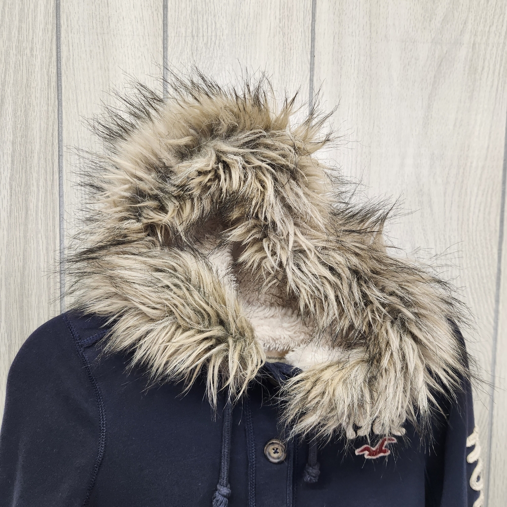 Y2K Hollister Faux Fur Hoodie Size Large - Picture 4 of 14